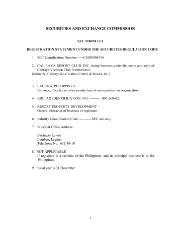 SECURITIES AND EXCHANGE COMMISSION SECURITIES AND EXCHANGE COMMISSION