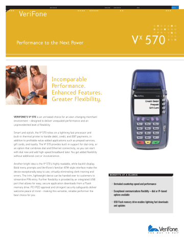 PDF Product Sheet for the VeriFone Vx 570 PDF Product Sheet for the VeriFone Vx 570