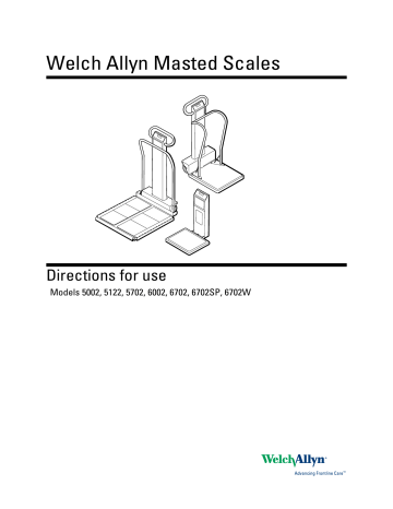 Directions for use – Welch Allyn Masted Scales Directions for use – Welch Allyn Masted Scales