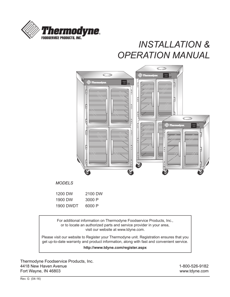 1200DW Operations Manual - Thermodyne Foodservice Products, Inc. 1200DW Operations Manual - Thermodyne Foodservice Products, Inc.