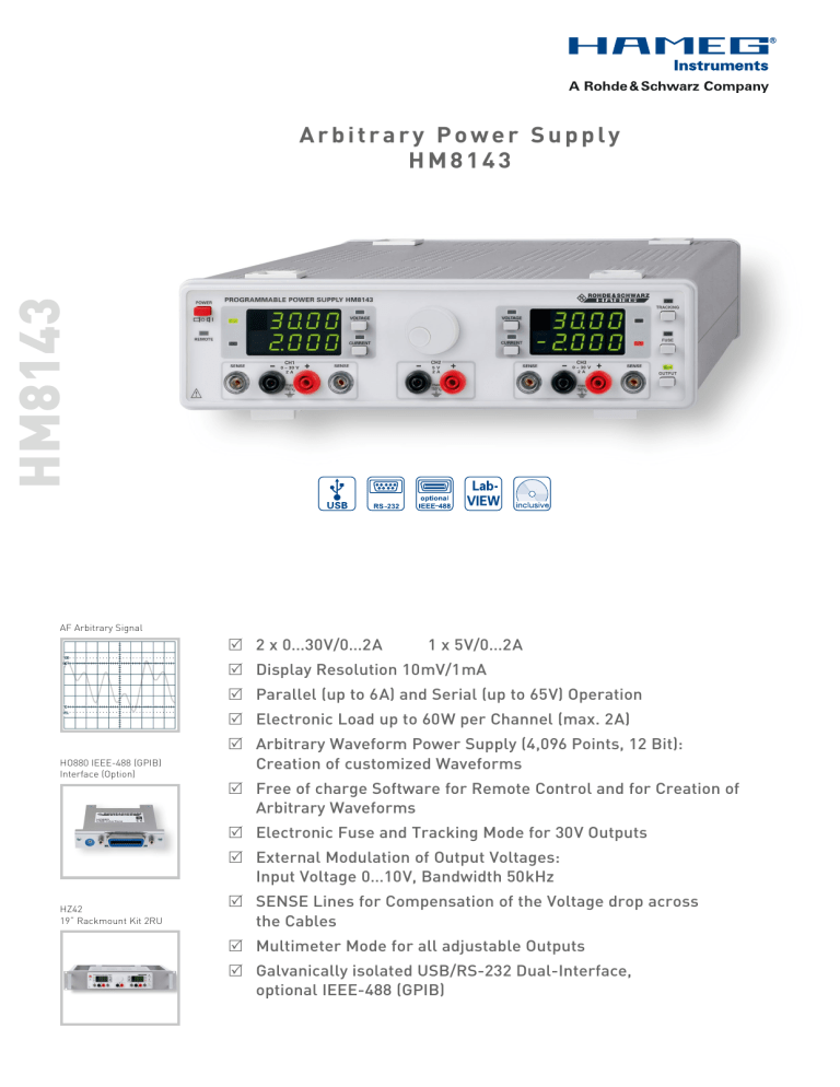 Hameg HM8143 Arbitrary Power Supply Hameg HM8143 Arbitrary Power Supply