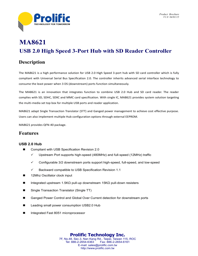 MA8621 - Prolific Technology Inc. MA8621 - Prolific Technology Inc.