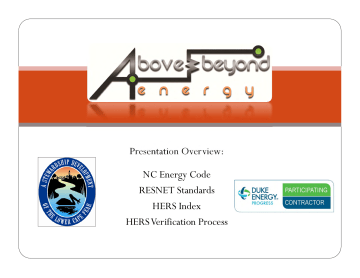 NC Energy Code RESNET Standards HERS Index HERS NC Energy Code RESNET Standards HERS Index HERS