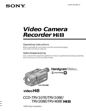 Sony CCD-TRV208E Operating instructions | Manualzz