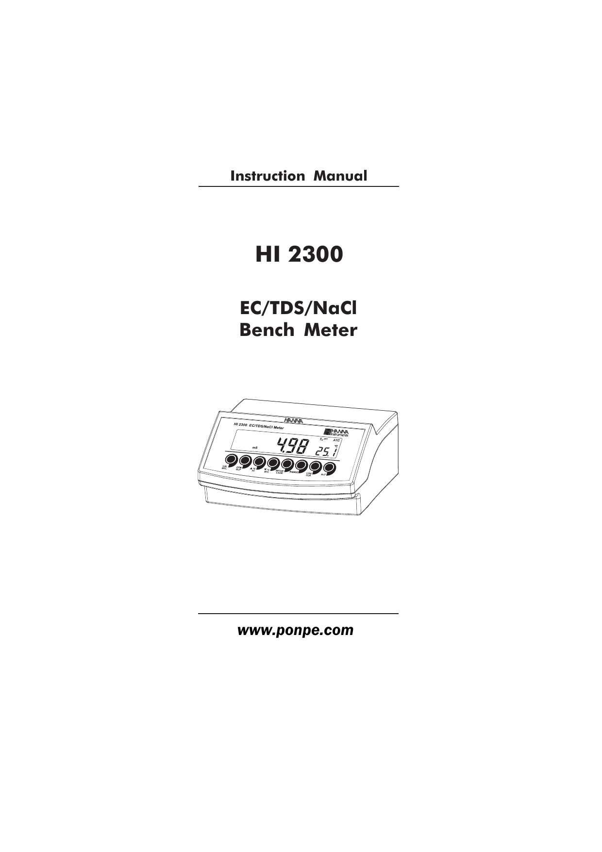 Hanna Instruments HI 2300 Instruction Manual Manualzz