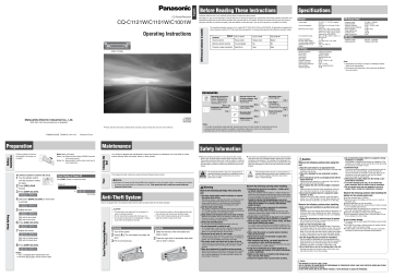 Panasonic CQ-C1001W, CQ-C1101W, CQ-C1121W User manual Panasonic CQ-C1001W, CQ-C1101W, CQ-C1121W User manual