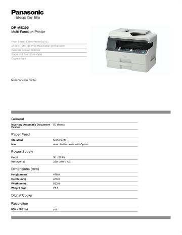 DP-MB300 Multi-Function Printer General Paper Feed Power DP-MB300 Multi-Function Printer General Paper Feed Power