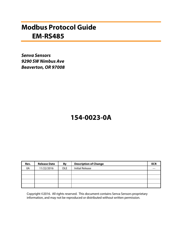 Modbus Protocol Guide EM-RS485 154-0023-0A Modbus Protocol Guide EM-RS485 154-0023-0A