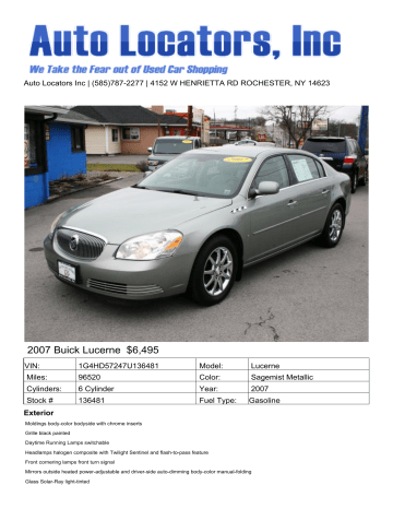 2007 Buick Lucerne $6495 2007 Buick Lucerne $6495