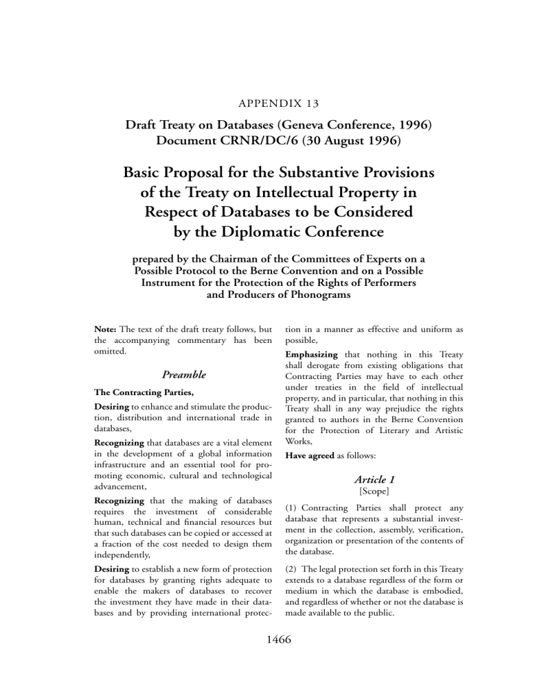 Basic Proposal for the Substantive Provisions of the Treaty on Basic Proposal for the Substantive Provisions of the Treaty on