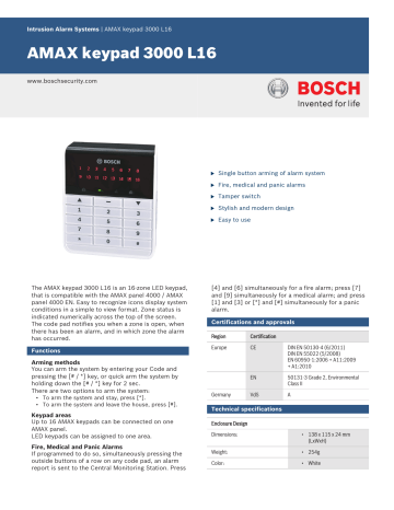 AMAX keypad 3000 L16 AMAX keypad 3000 L16