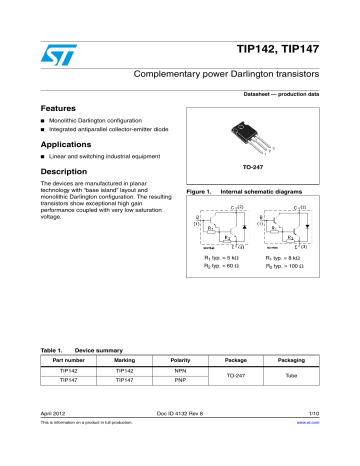 STMicroelectronics TIP147 Datasheet Manualzz