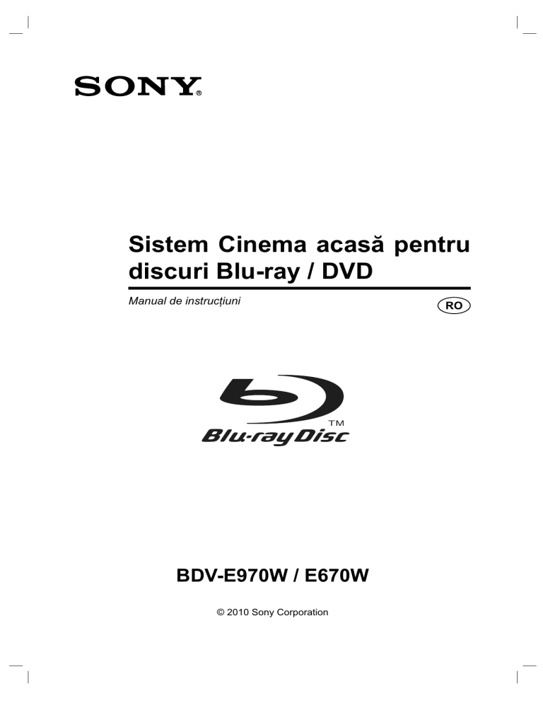 Sony BDV-E970W Operating instructions Sony BDV-E970W Operating instructions