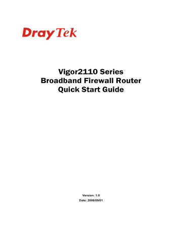 Draytek Vigor2110n Quick start manual | Manualzz Draytek Vigor2110n Quick start manual | Manualzz