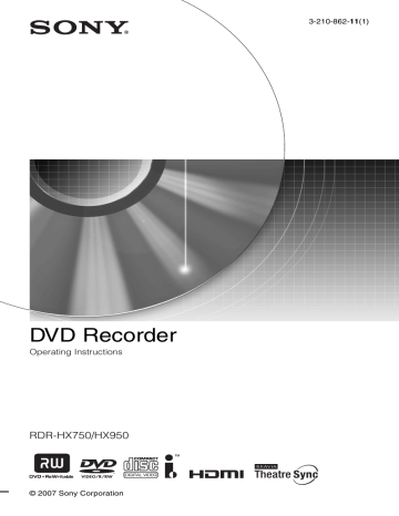 Sony RDR-HX750 User manual | Manualzz