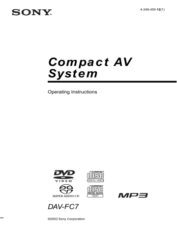 Sony DAV-FC7 Operating instructions | Manualzz Sony DAV-FC7 Operating instructions | Manualzz