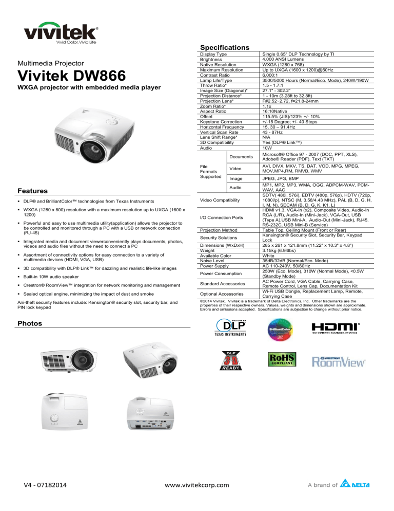 Vivitek DW866 Vivitek DW866