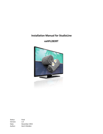Installation Manual for StudioLine xxHFL2839T Installation Manual for StudioLine xxHFL2839T
