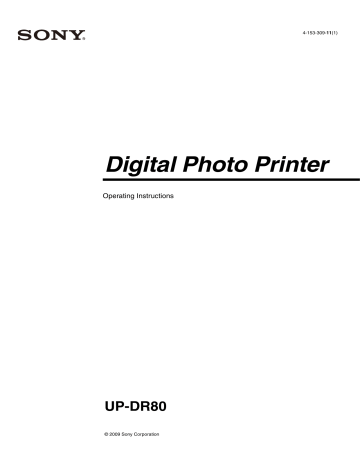 Sony UP-DR80 User manual Sony UP-DR80 User manual
