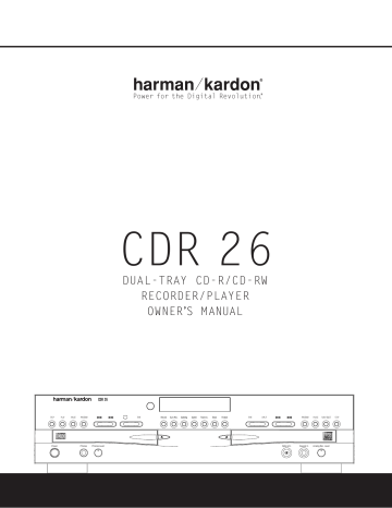 Harman-Kardon CDR 26 User manual Harman-Kardon CDR 26 User manual