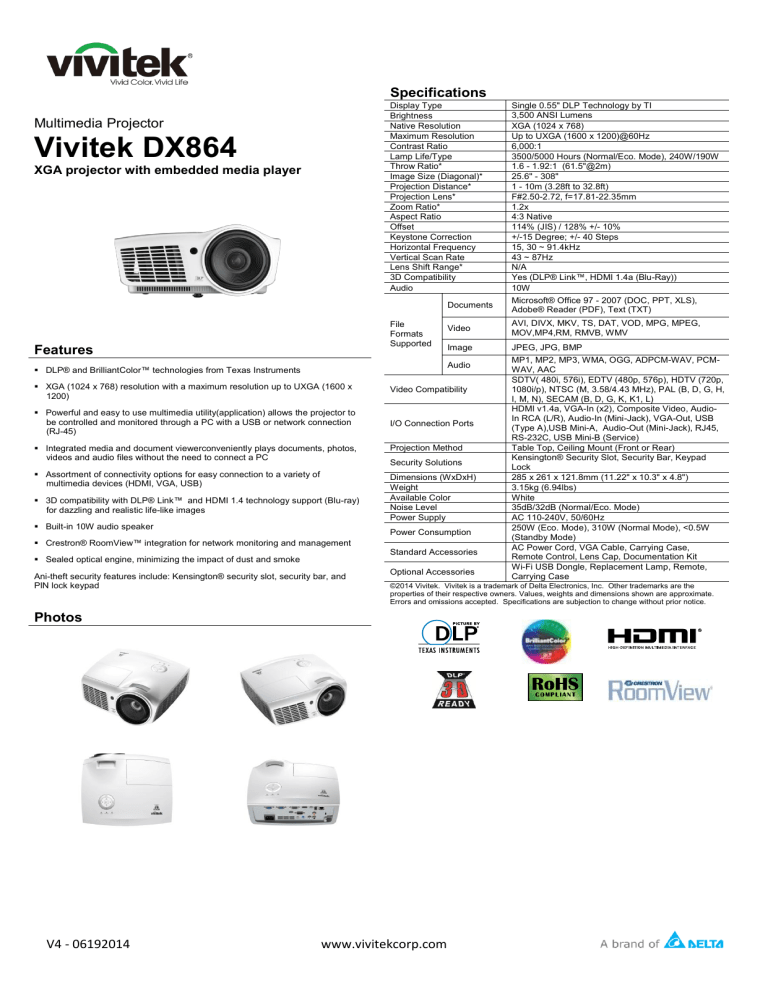 Vivitek DX864 Vivitek DX864