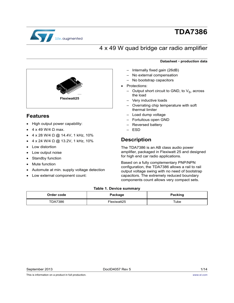 TDA7386 - STMicroelectronics TDA7386 - STMicroelectronics