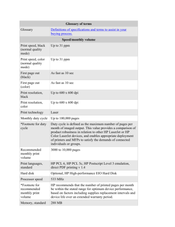 Glossary of terms Glossary Definitions of specifications and terms to Glossary of terms Glossary Definitions of specifications and terms to