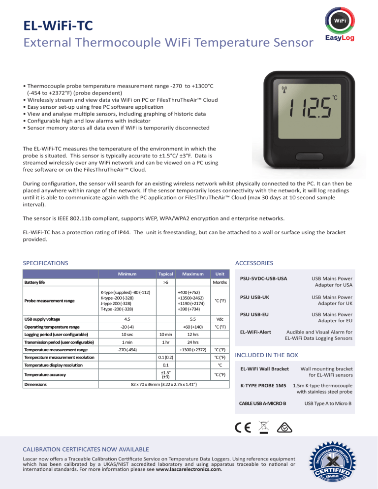 EL-WiFi-TC - Lascar Electronics EL-WiFi-TC - Lascar Electronics