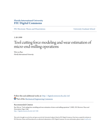 Tool cutting force modeling and wear estimation of micro-end Tool cutting force modeling and wear estimation of micro-end