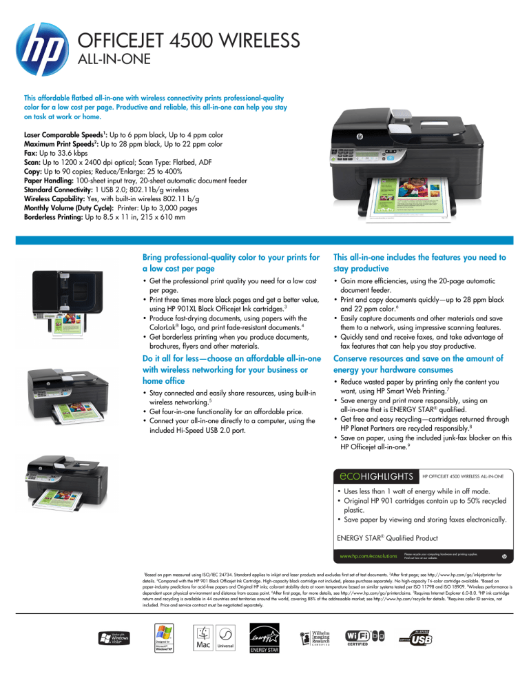 officejet 4500 wireless officejet 4500 wireless