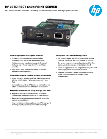 HP JETDIRECT 640n PRINT SERVER HP JETDIRECT 640n PRINT SERVER