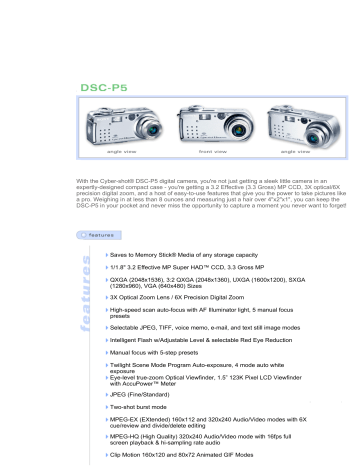 With the Cyber-shot® DSC-P5 digital camera, you`re not just getting With the Cyber-shot® DSC-P5 digital camera, you`re not just getting