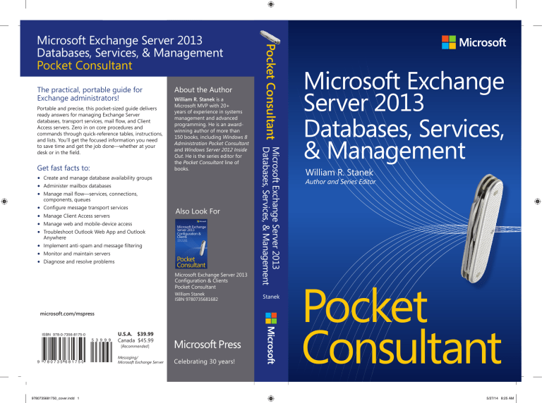 Microsoft Exchange Server 2013 Pocket Consultant Microsoft Exchange Server 2013 Pocket Consultant