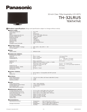 TH-32LRU5 - Direct Video Entertainment TH-32LRU5 - Direct Video Entertainment