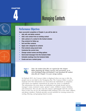 Managing Contacts - Business and Computer Science Managing Contacts - Business and Computer Science