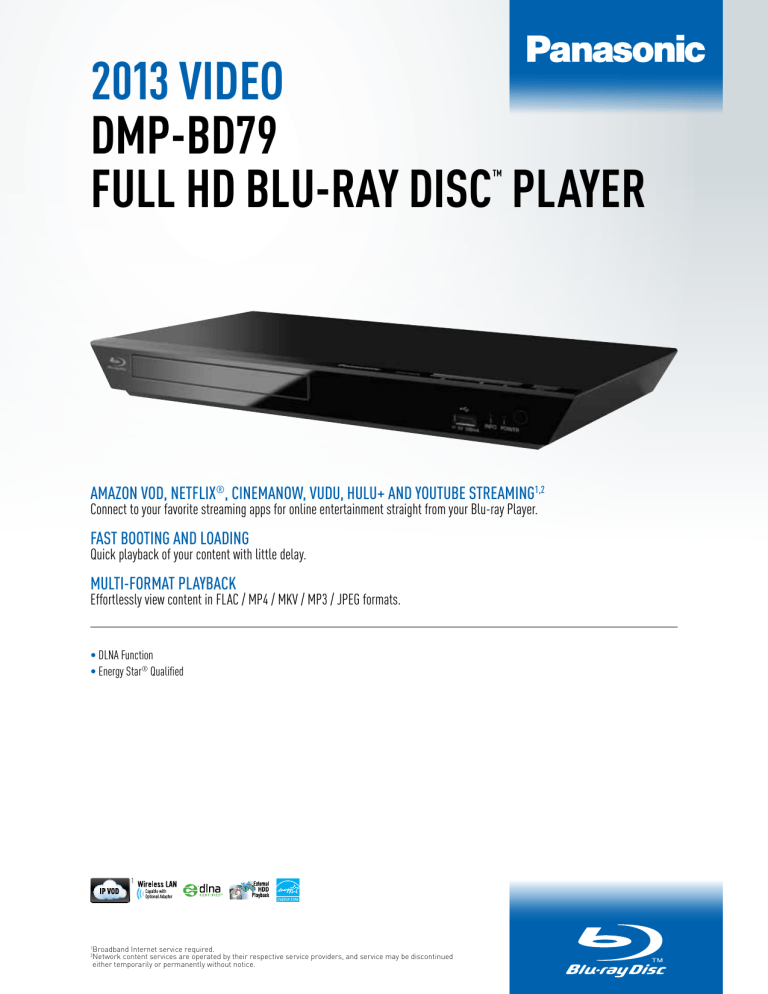 Panasonic DMP-BD79 Specification Panasonic DMP-BD79 Specification