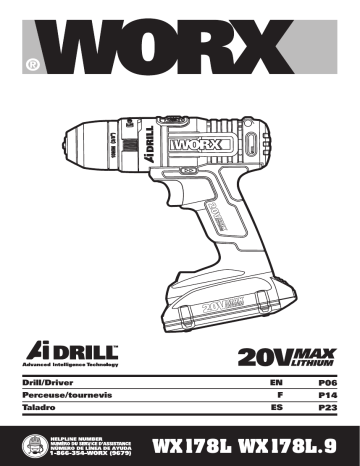Worx WX178L 20V Power Share Ai Drill & Driver in One Owner's Manual | Manualzz