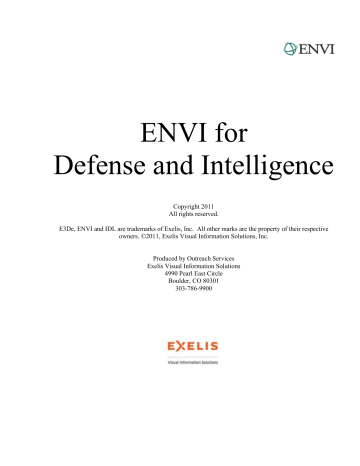 ENVI for Defense and Intelligence ENVI for Defense and Intelligence