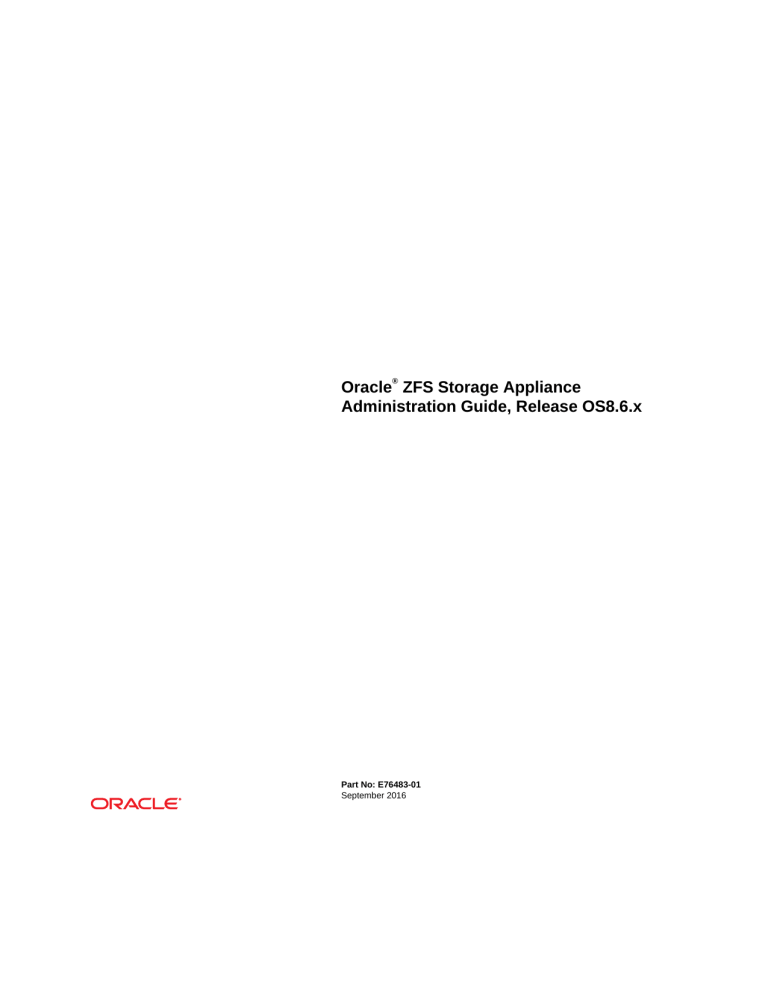 Oracle ZFS Storage Appliance User manual Oracle ZFS Storage Appliance User manual