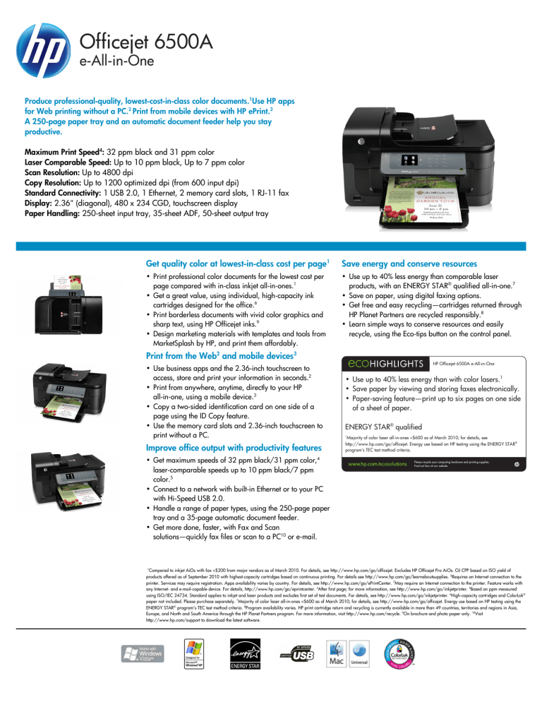 Officejet 6500A Officejet 6500A