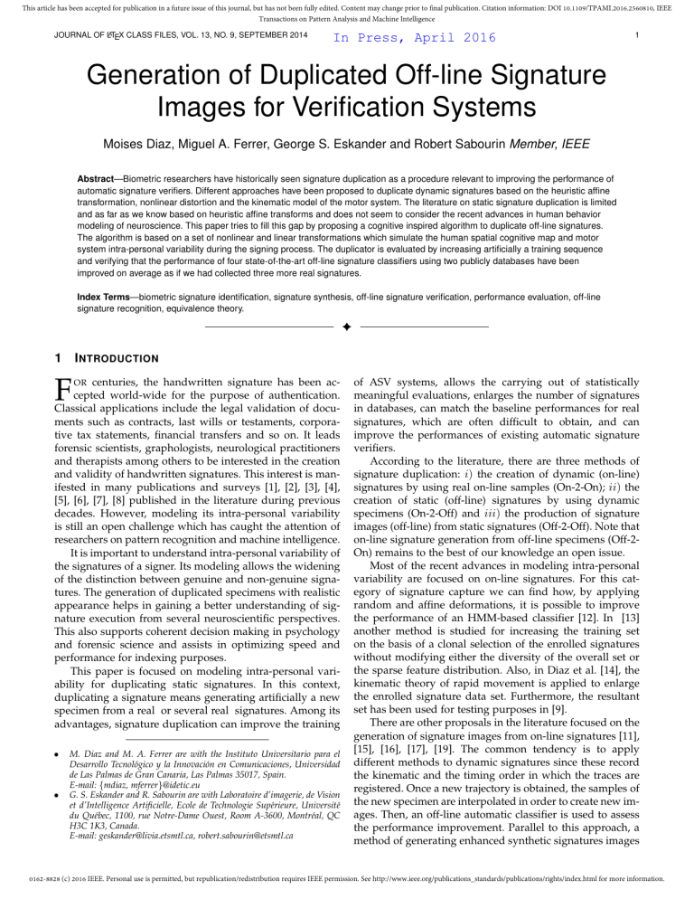 Generation of Duplicated Off-line Signature Images for Verification Generation of Duplicated Off-line Signature Images for Verification