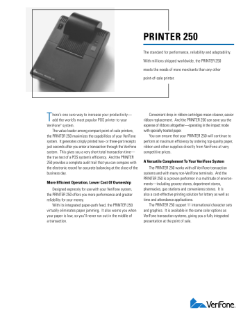VeriFone Printer 250 - ITS International Transaction Systems VeriFone Printer 250 - ITS International Transaction Systems