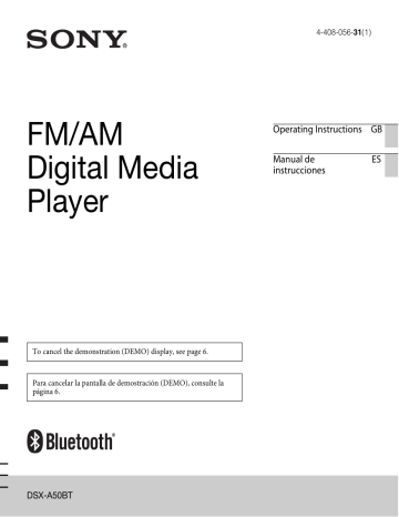 Sony DSX-A50BT Operating Instructions Manual | Manualzz Sony DSX-A50BT Operating Instructions Manual | Manualzz