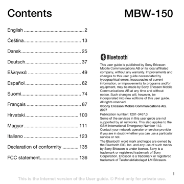 Sony Ericsson MBW 150 Ohjekirja Manualzz