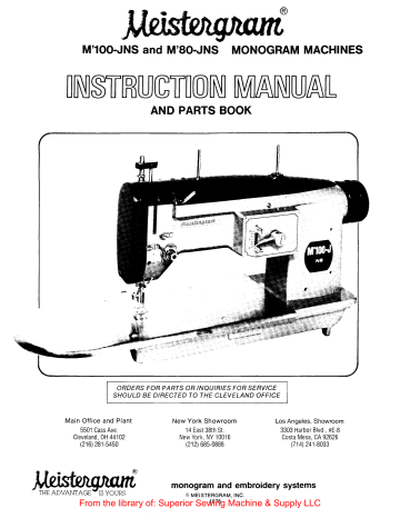 Meistergram M'80-JNS Instruction Manual And Parts Book | Manualzz Meistergram M'80-JNS Instruction Manual And Parts Book | Manualzz