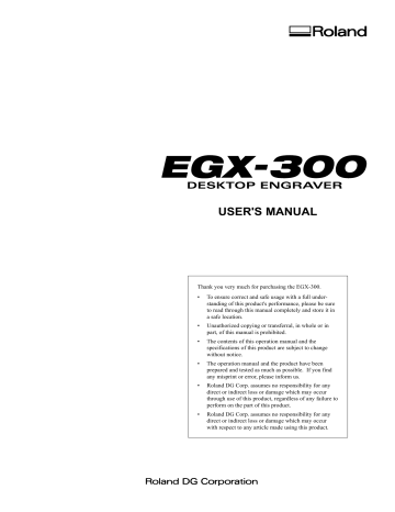 Roland EGX-300 User Manual | Manualzz