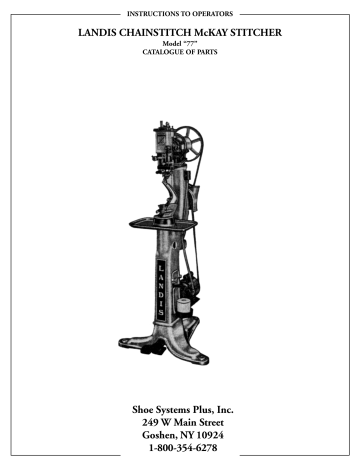 Landis McKay Stitcher 77 Operator Instructions Manual | Manualzz