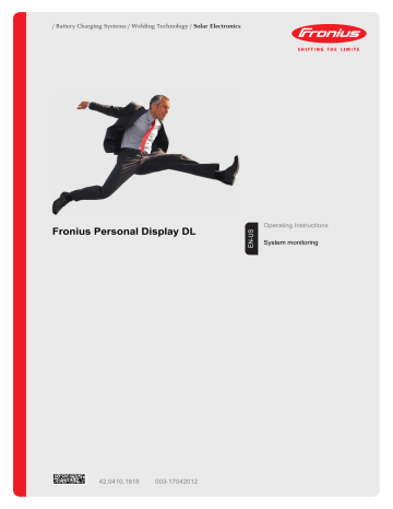 Fronius Personal Display DL Operating Instructions Manual | Manualzz Fronius Personal Display DL Operating Instructions Manual | Manualzz