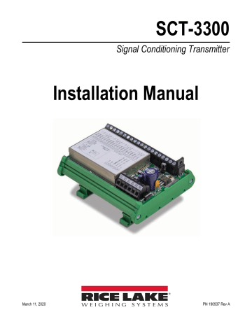 Rice Lake SCT 3300 Installation Manual Manualzz