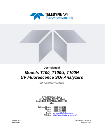 Teledyne API T100 Manual | Manualzz Teledyne API T100 Manual | Manualzz